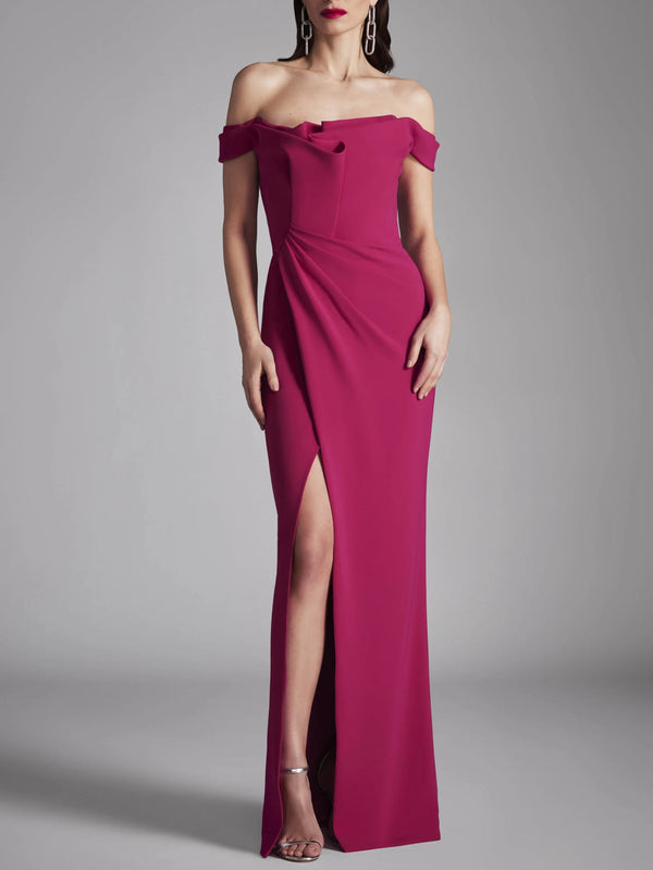 A-Line/Princess Chiffon Off-the-shoulder Sleeveless Floor-Length Evening Dress with Ruffles BabaMila