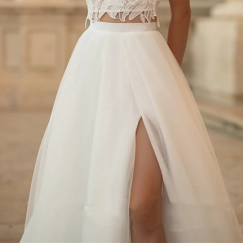 A-Line/Princess Wedding Dresses Separates Sweep / Brush Train With Split BabaMila
