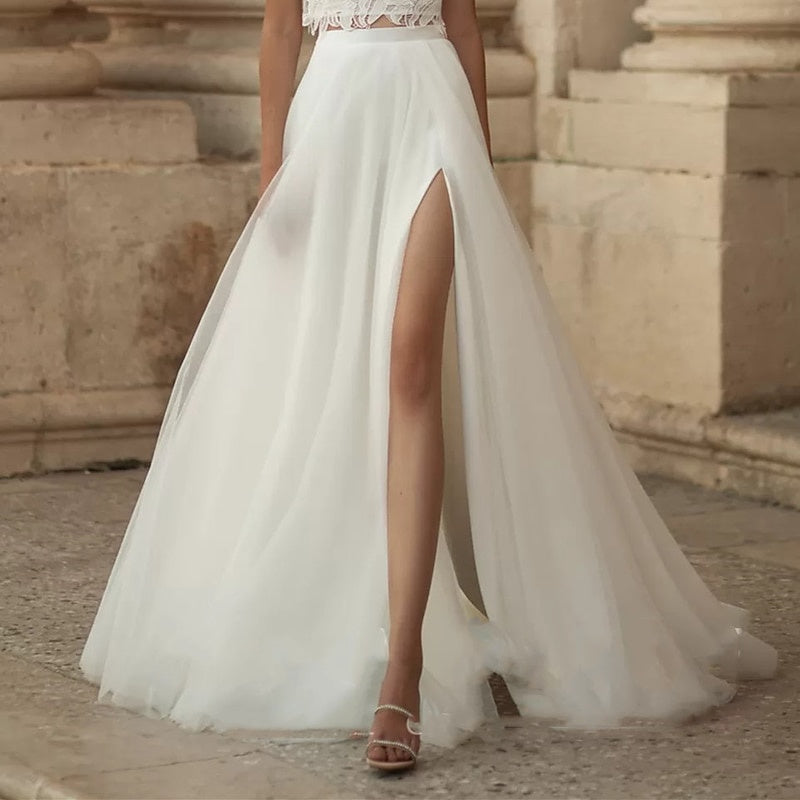 A-Line/Princess Wedding Dresses Separates Sweep / Brush Train With Split BabaMila