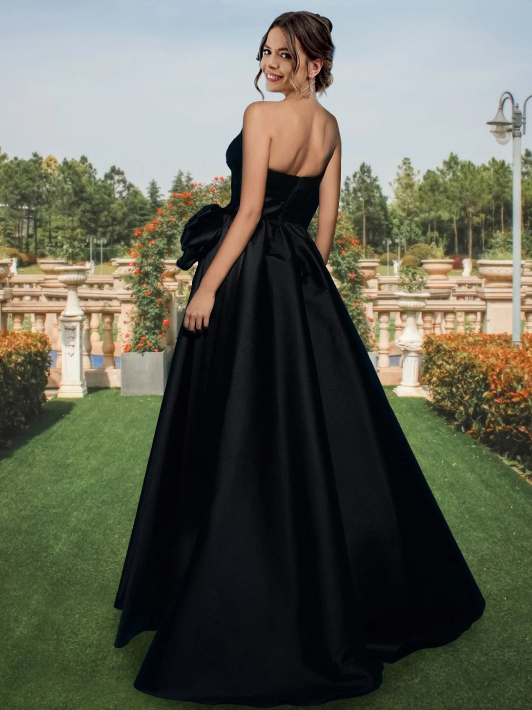 A-Line/Princess Strapless Floor-Length Evening Dresses With Split Side BabaMila