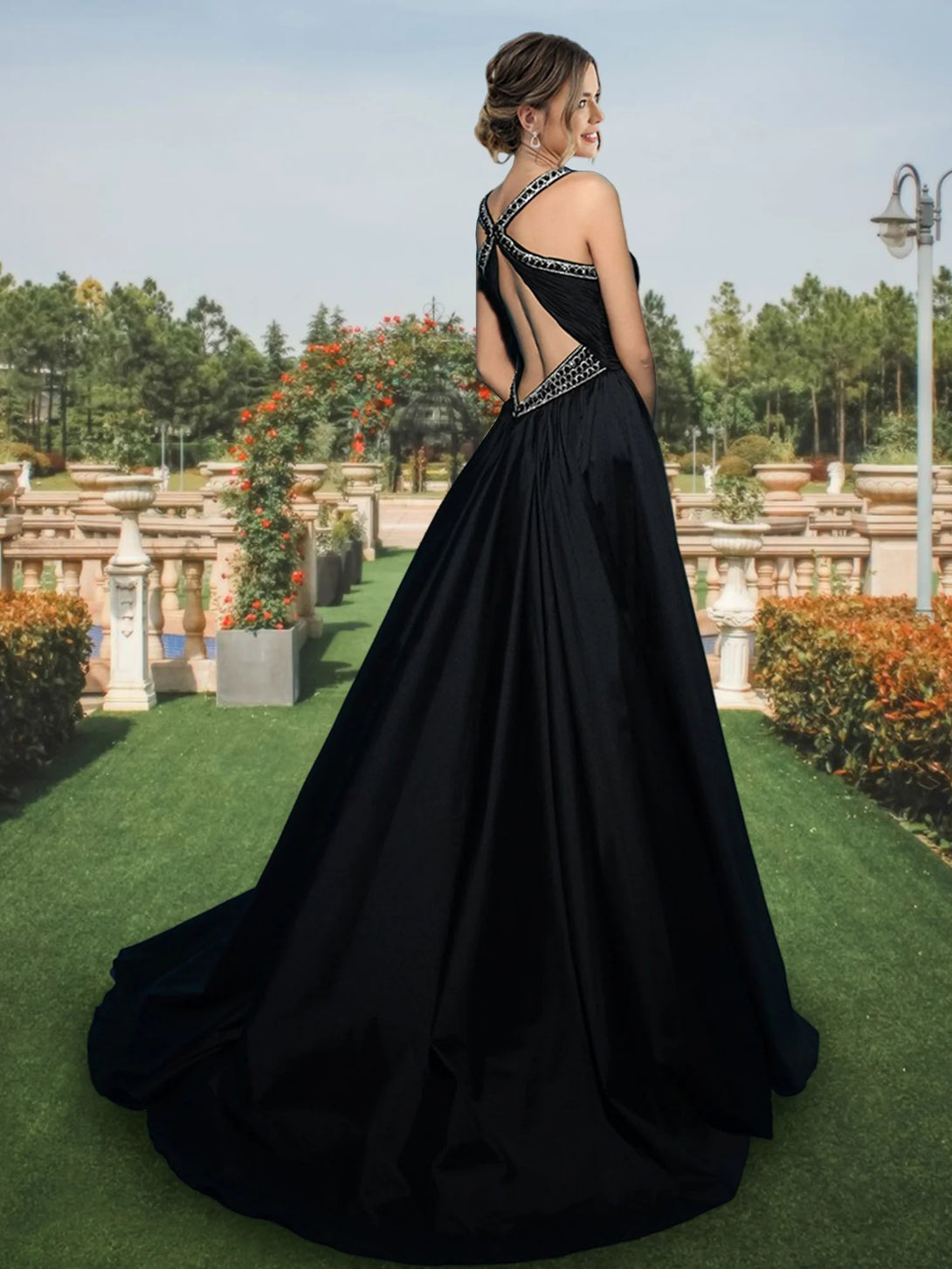 A-Line/Princess Spaghetti Straps Evening Dresses Floor-length Prom Dresses With Split Side BabaMila