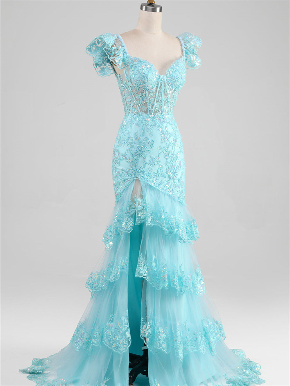 Sheath/Column Sweetheart Neck Off-the-shoulder Floor-length Prom Dress With Split Side/Appliques/Sequins BabaMila