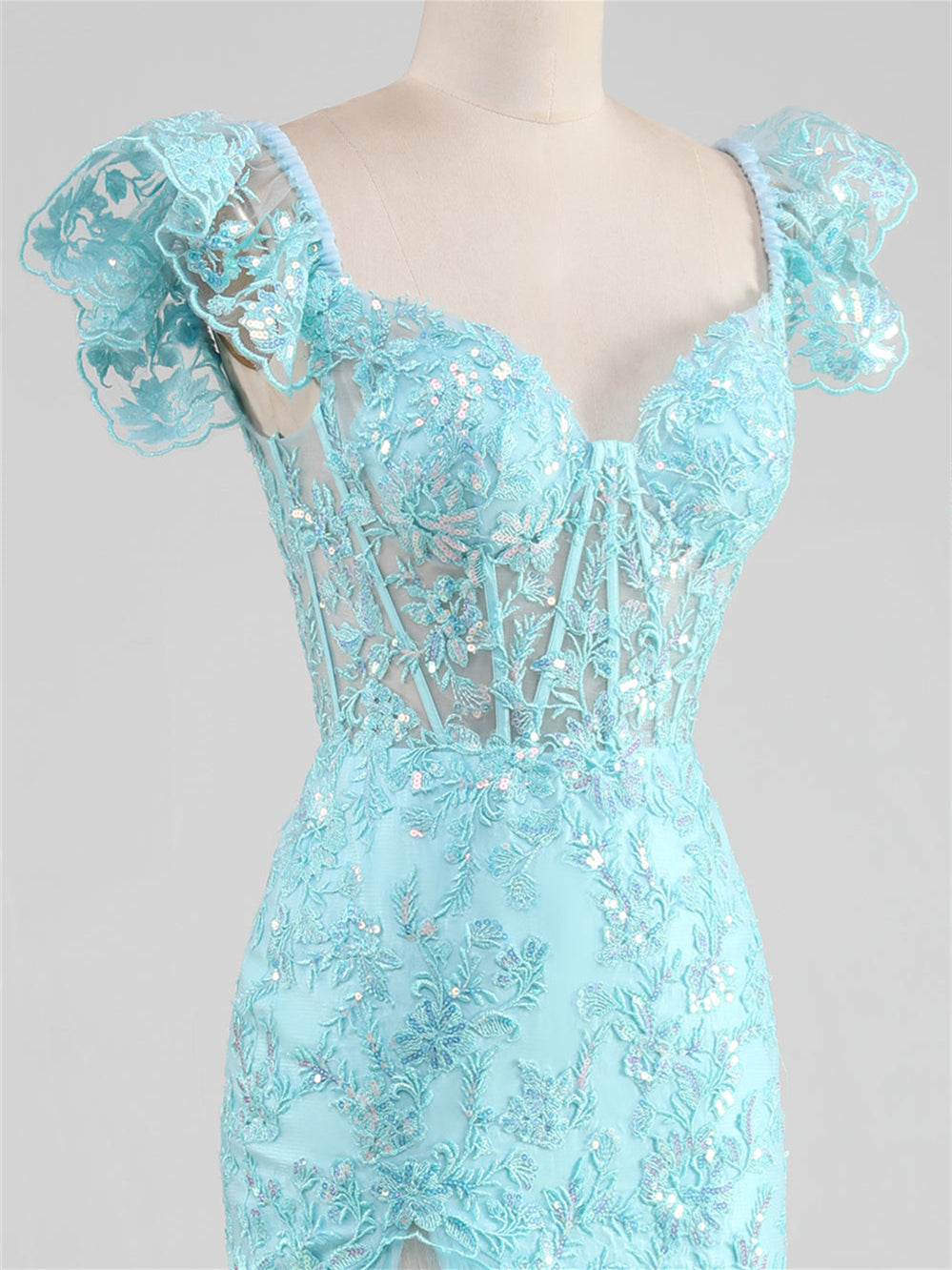 Sheath/Column Sweetheart Neck Off-the-shoulder Floor-length Prom Dress With Split Side/Appliques/Sequins BabaMila