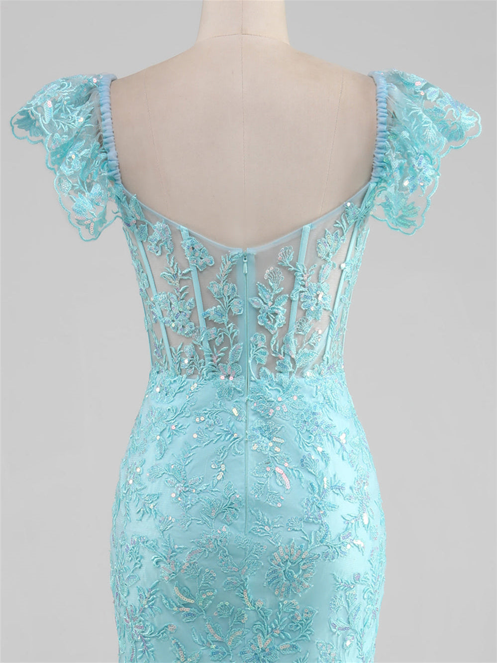 Sheath/Column Sweetheart Neck Off-the-shoulder Floor-length Prom Dress With Split Side/Appliques/Sequins BabaMila