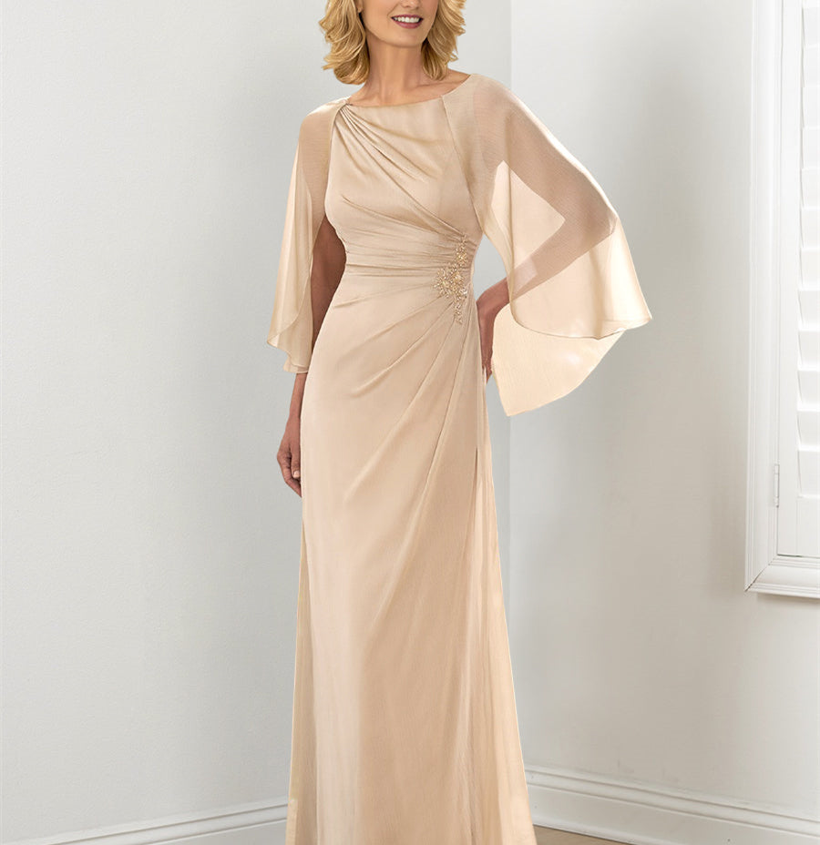 Sheath/Column Round Neck Mother Of The Bride Dresses With Ruched BabaMila