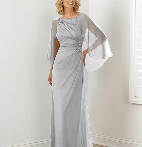 Sheath/Column Round Neck Mother Of The Bride Dresses With Ruched BabaMila