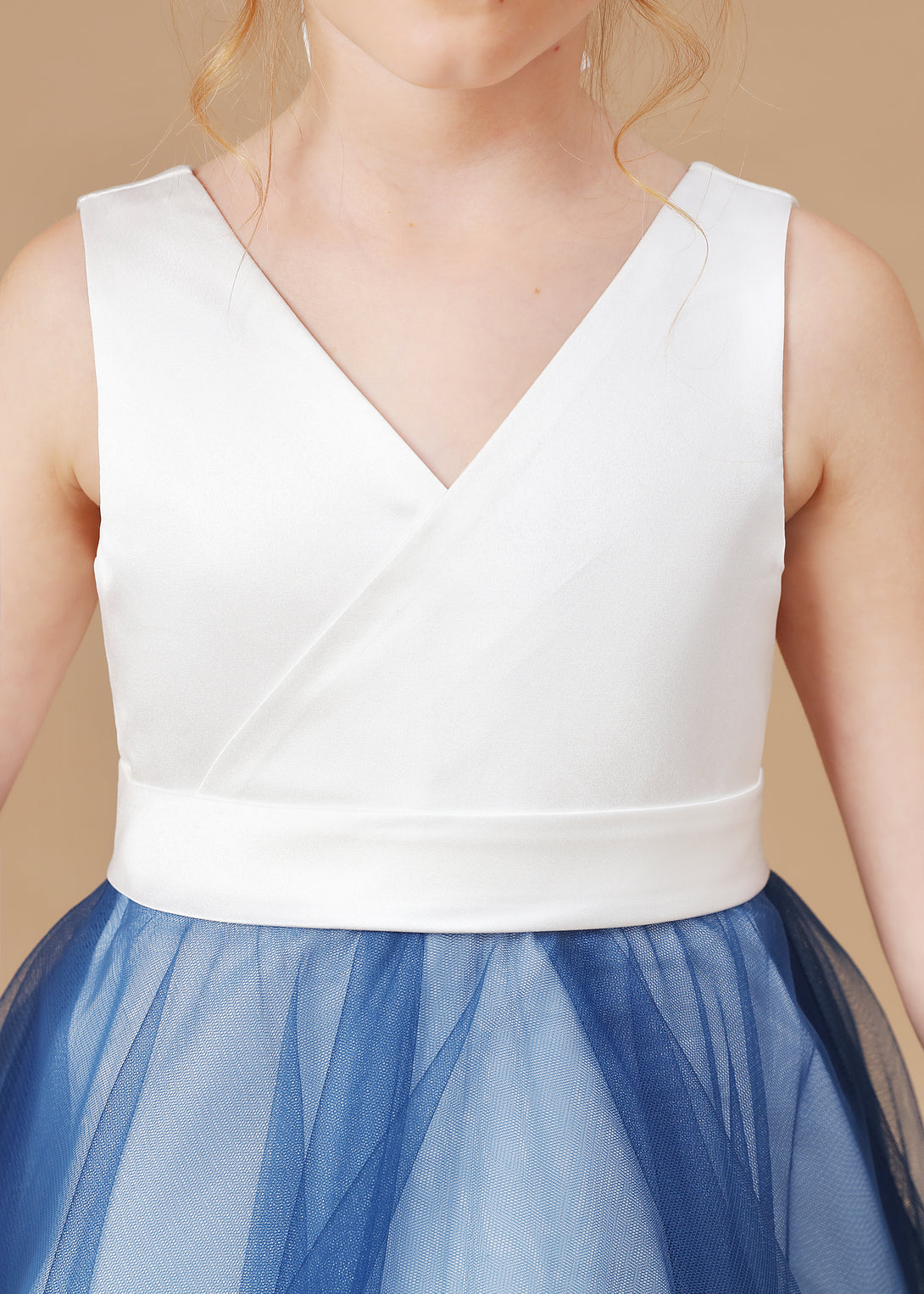 Ball Gown/Princess V-Neck Sleeveless Satin/Tulle Floor-Length Flower Girl Dresses/Girls Birthday Dresses With Belt Girls Gidiondress