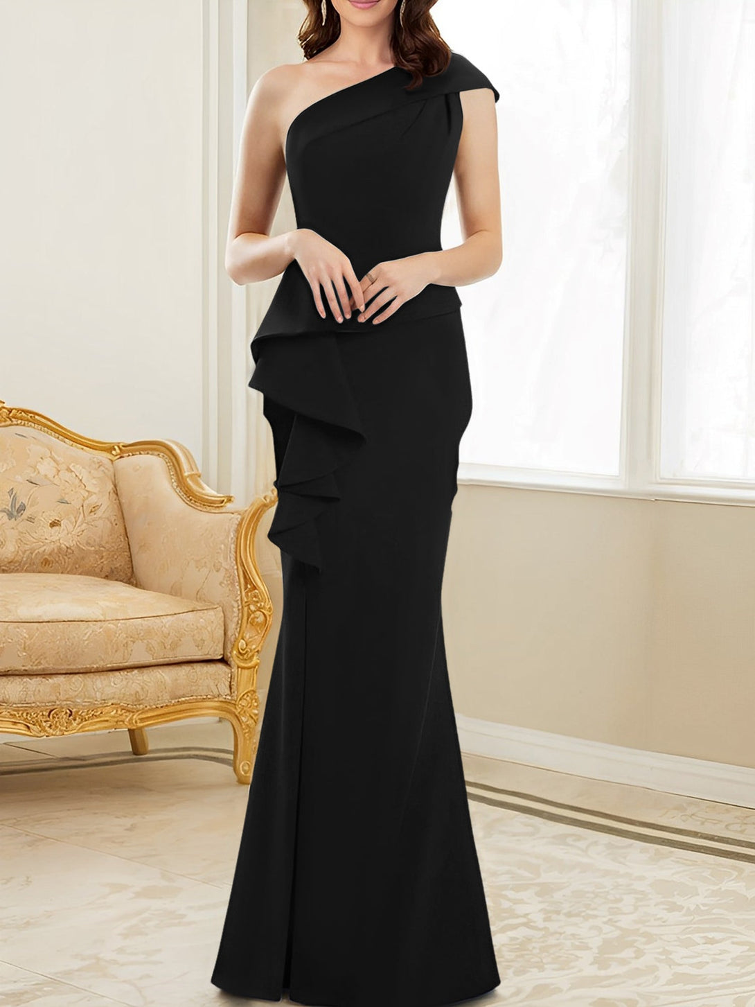 Trumpet/Mermaid One-Shoulder Floor-Length Mother Of The Bride Dresses BabaMila