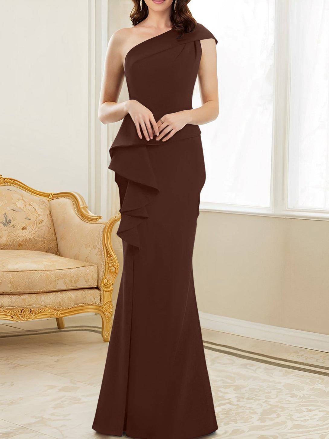 Trumpet/Mermaid One-Shoulder Floor-Length Mother Of The Bride Dresses BabaMila