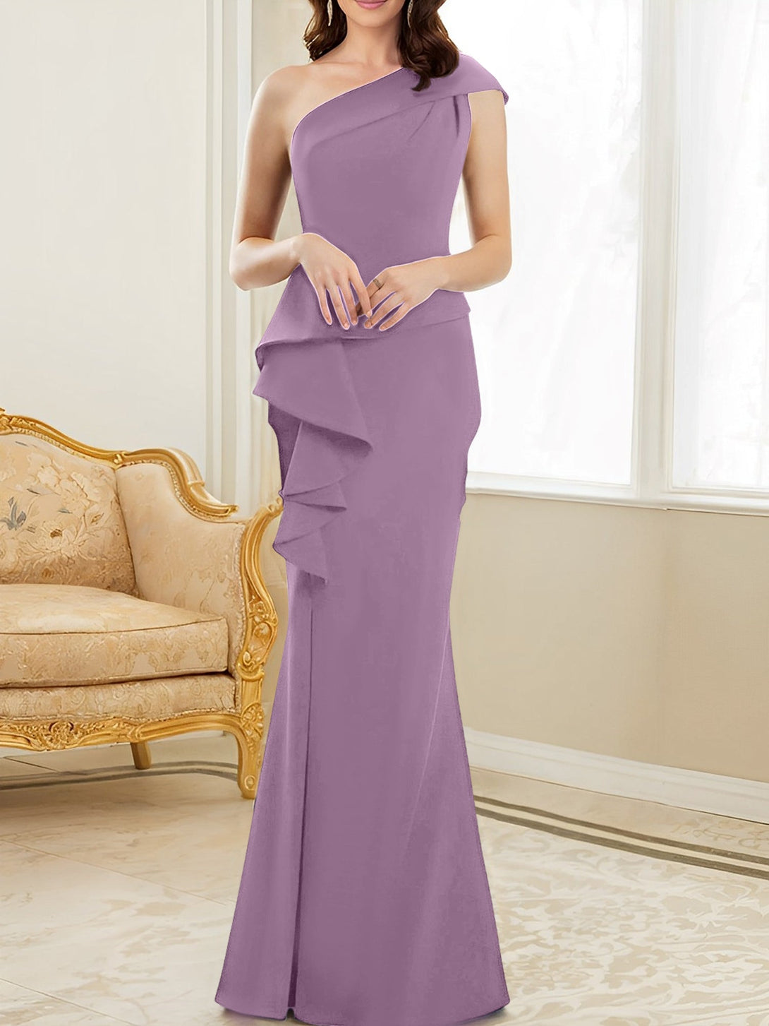 Trumpet/Mermaid One-Shoulder Floor-Length Mother Of The Bride Dresses BabaMila