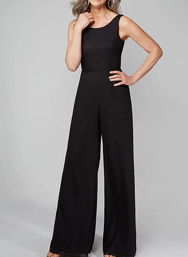 Jumpsuits Scoop Half Sleeves Chiffon Mother Of The Bride Pantsuits BabaMila