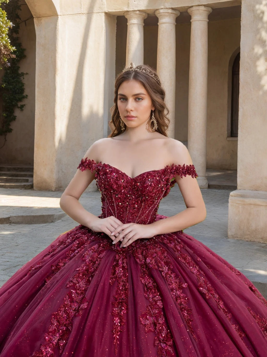 Ball Gown Off-the-Shoulder Sleeveless Floor-length Long Prom Dresses with Lace Appliques BabaMila