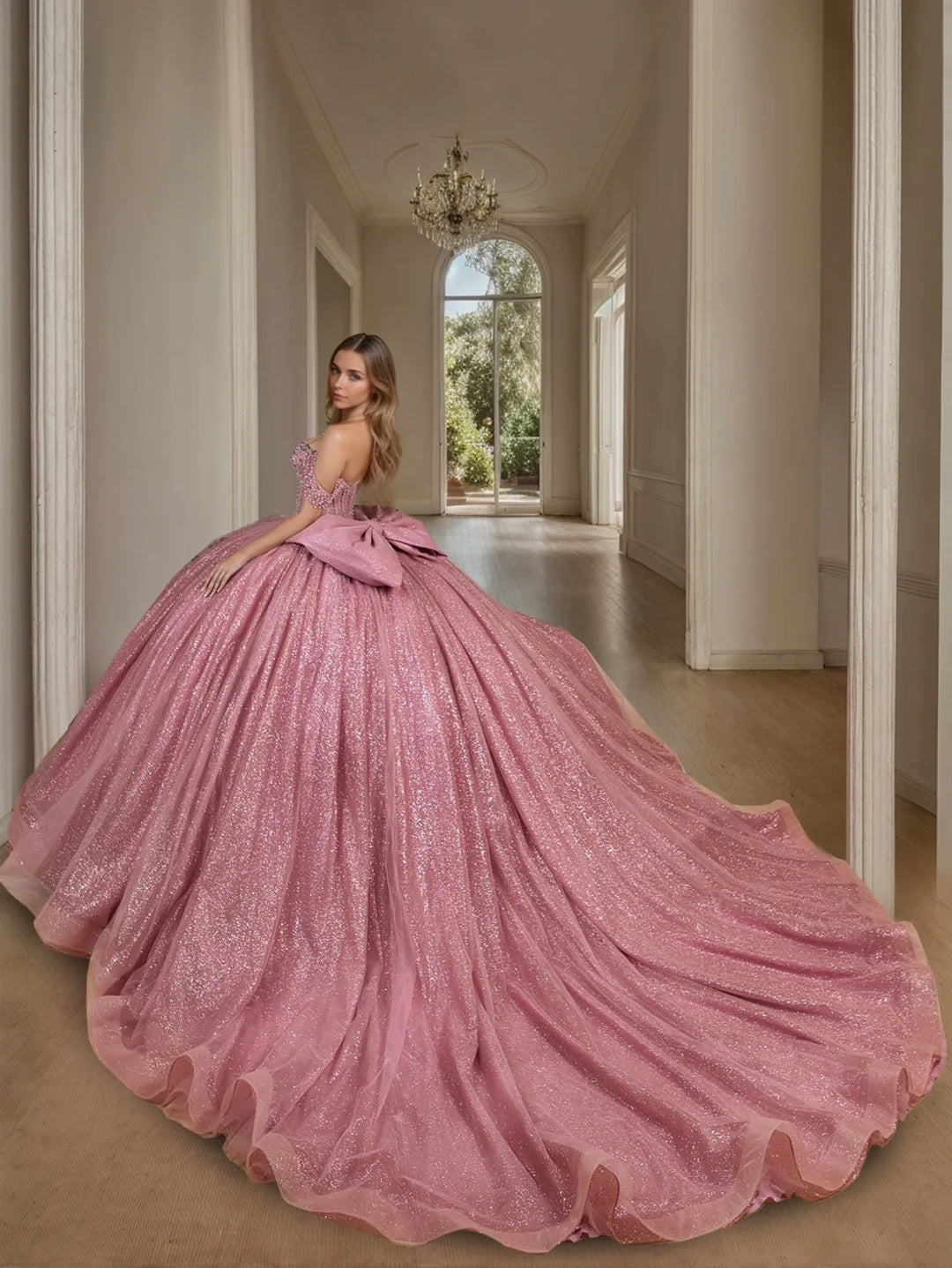 Ball Gown Off-the-Shoulder Sleeveless Floor-length Tulle Long Prom Dresses with Sequins BabaMila