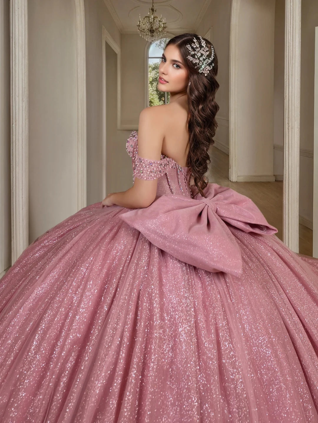 Ball Gown Off-the-Shoulder Sleeveless Floor-length Tulle Long Prom Dresses with Sequins BabaMila