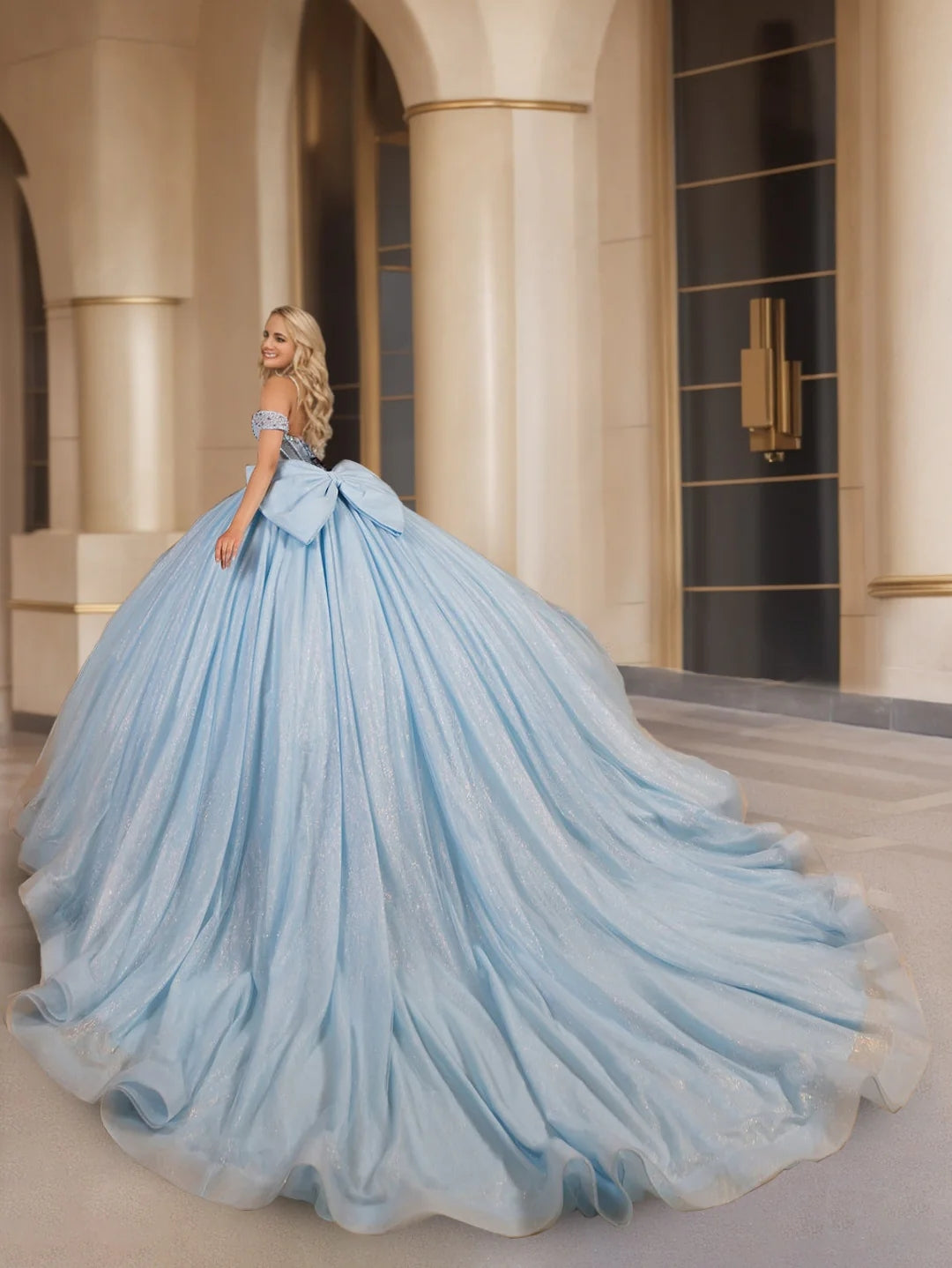 Ball Gown Off-the-Shoulder Sleeveless Floor-length Tulle Long Prom Dresses with Sequins BabaMila