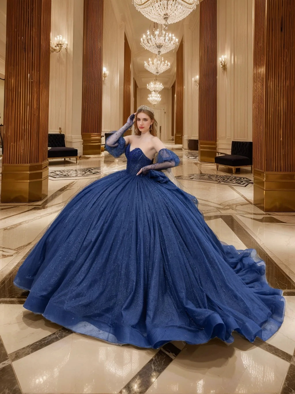 Ball Gown Sweetheart Off-the-Shoulder Sleeveless Floor-length Long Prom Dresses with Pearls and Bowknot BabaMila