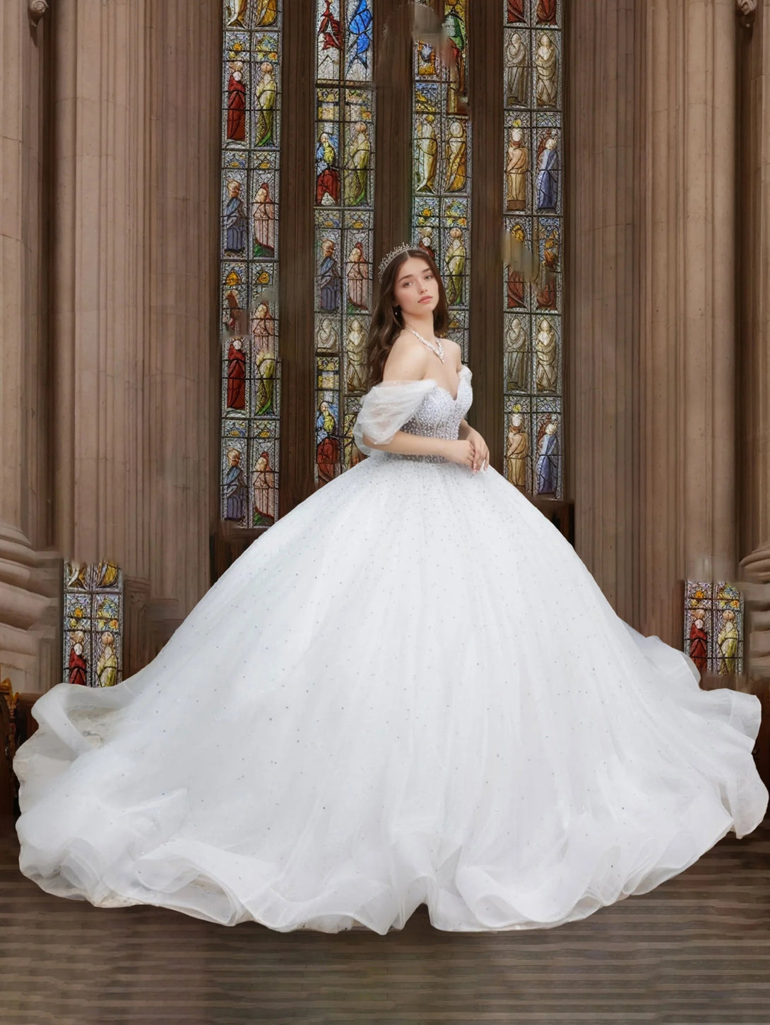 Ball Gown Sweetheart Off-the-Shoulder Sleeveless Floor-length Long Prom Dresses with Pearls and Bowknot BabaMila