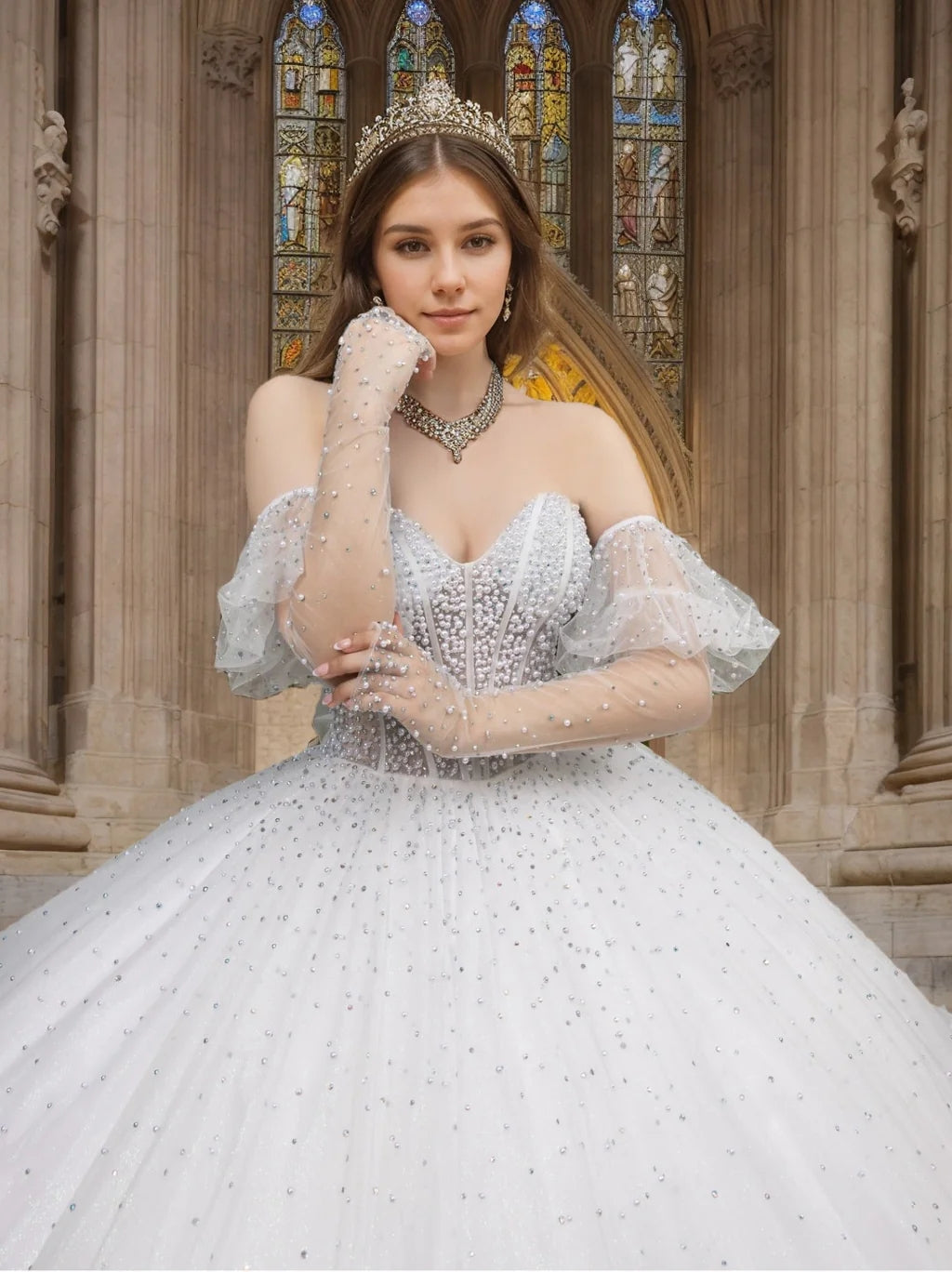 Ball Gown Sweetheart Off-the-Shoulder Sleeveless Floor-length Long Prom Dresses with Pearls and Bowknot BabaMila