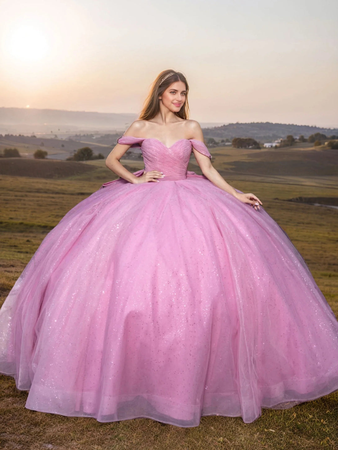 Ball Gown Sweetheart Off-the-Shoulder Sleeveless Floor-length Long Prom Dresses with Ruffles and Bowknot BabaMila