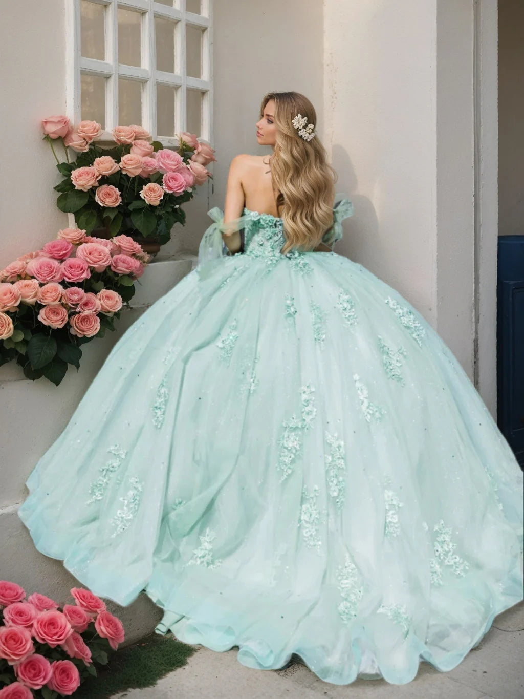 Ball Gown Off-the-Shoulder Sleeveless Floor-length Long Prom Dresses with Sequins BabaMila