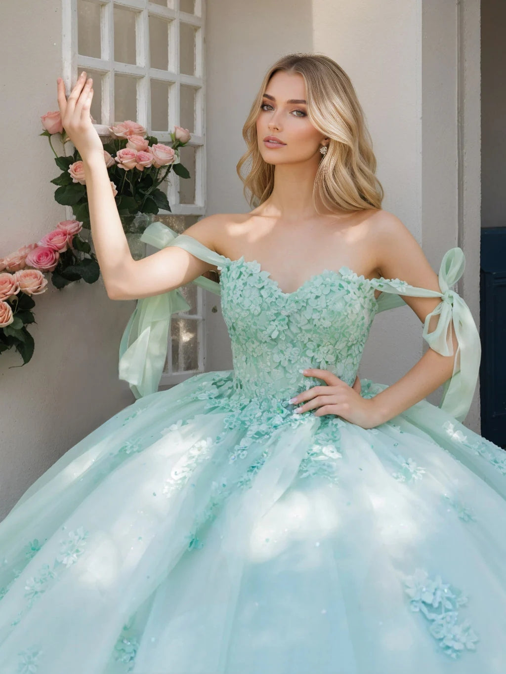 Ball Gown Off-the-Shoulder Sleeveless Floor-length Long Prom Dresses with Sequins BabaMila