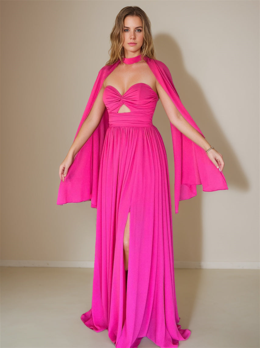 A-Line/Princess Sweetheart Neck Spaghetti Straps Floor-length Evening Dresses With Slit BabaMila