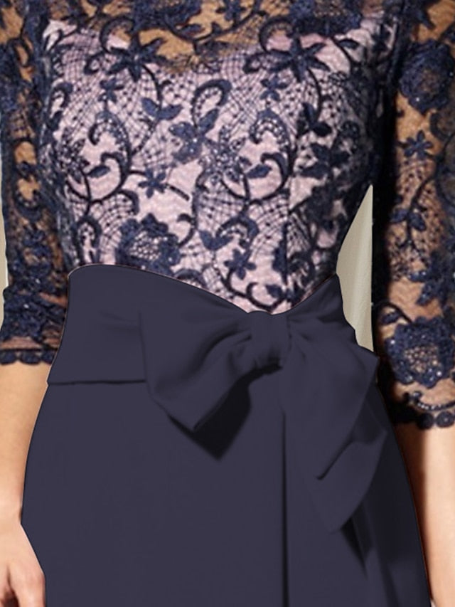 Sheath/Column Jewel Neck Floor-Length Mother Of The Bride Dresses BabaMila