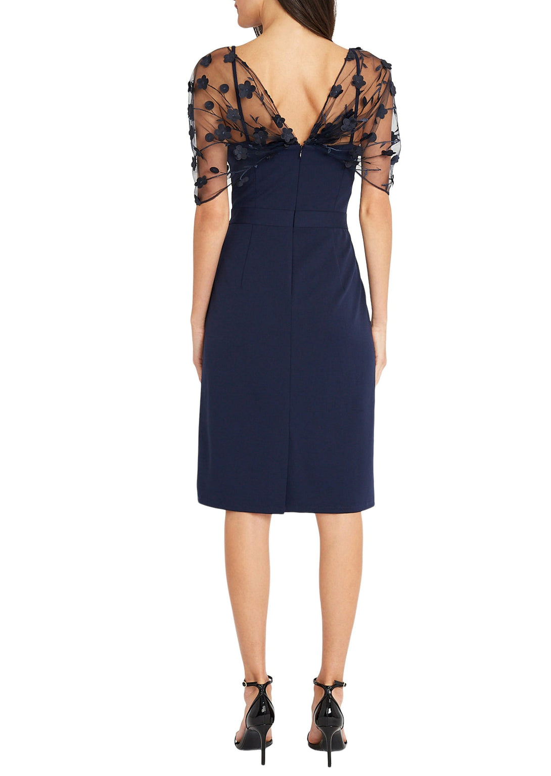 Sheath/Column Spaghetti Straps Sleeveless Knee-Length Mother Of The Bride Dress With Watteau Train BabaMila