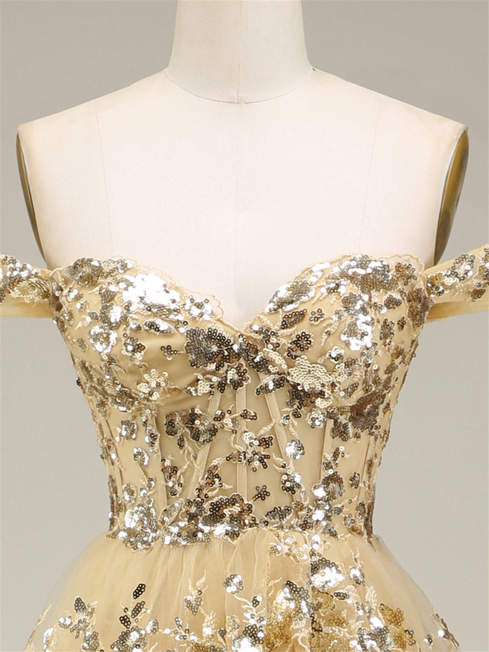A-Line/Princess Sweetheart Off The Shoulder Floor-Length Evening Dress With Sequins BabaMila