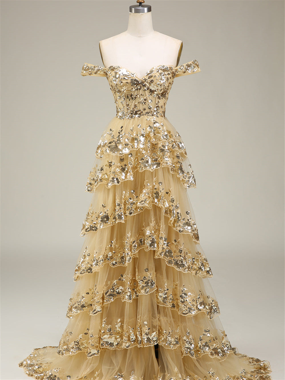 A-Line/Princess Sweetheart Off The Shoulder Floor-Length Evening Dress With Sequins BabaMila
