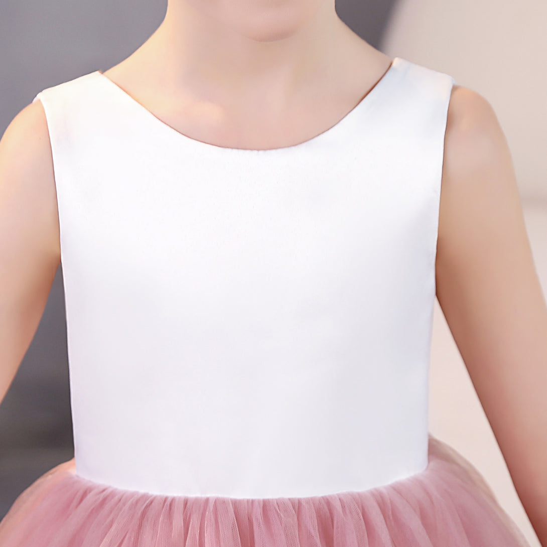 Girls Birthday Dresses Scoop Neck Sleeveless Satin/Tulle Floor-Length Flower Girl Dresses/Party Dresses Girls Gidiondress