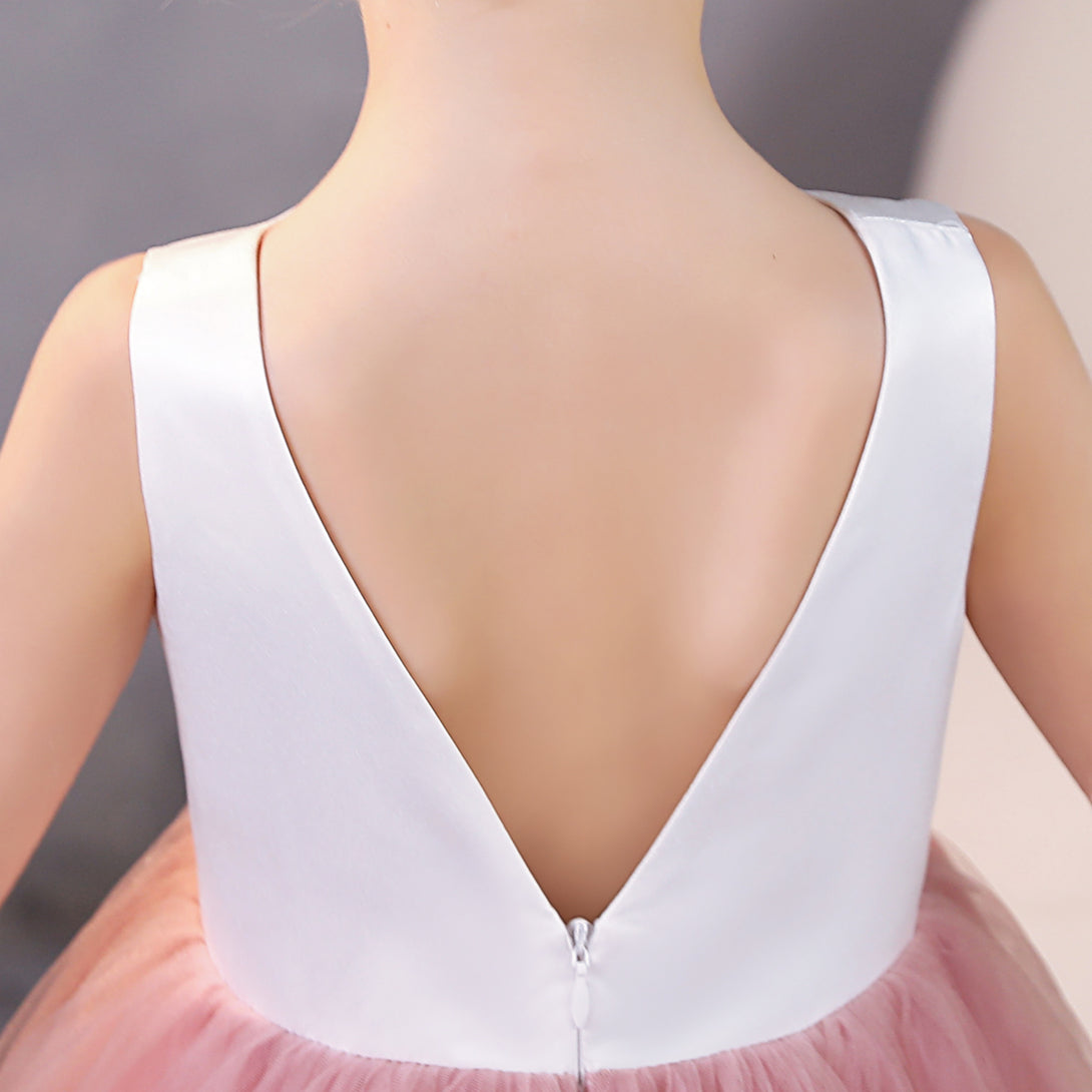 Girls Birthday Dresses Scoop Neck Sleeveless Satin/Tulle Floor-Length Flower Girl Dresses/Party Dresses Girls Gidiondress