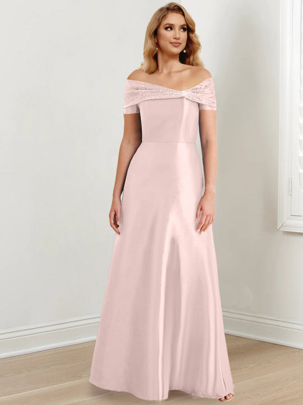 A-Line/Princess Off-The-Shoulder Floor-Length Mother Of The Bride Dresses BabaMila