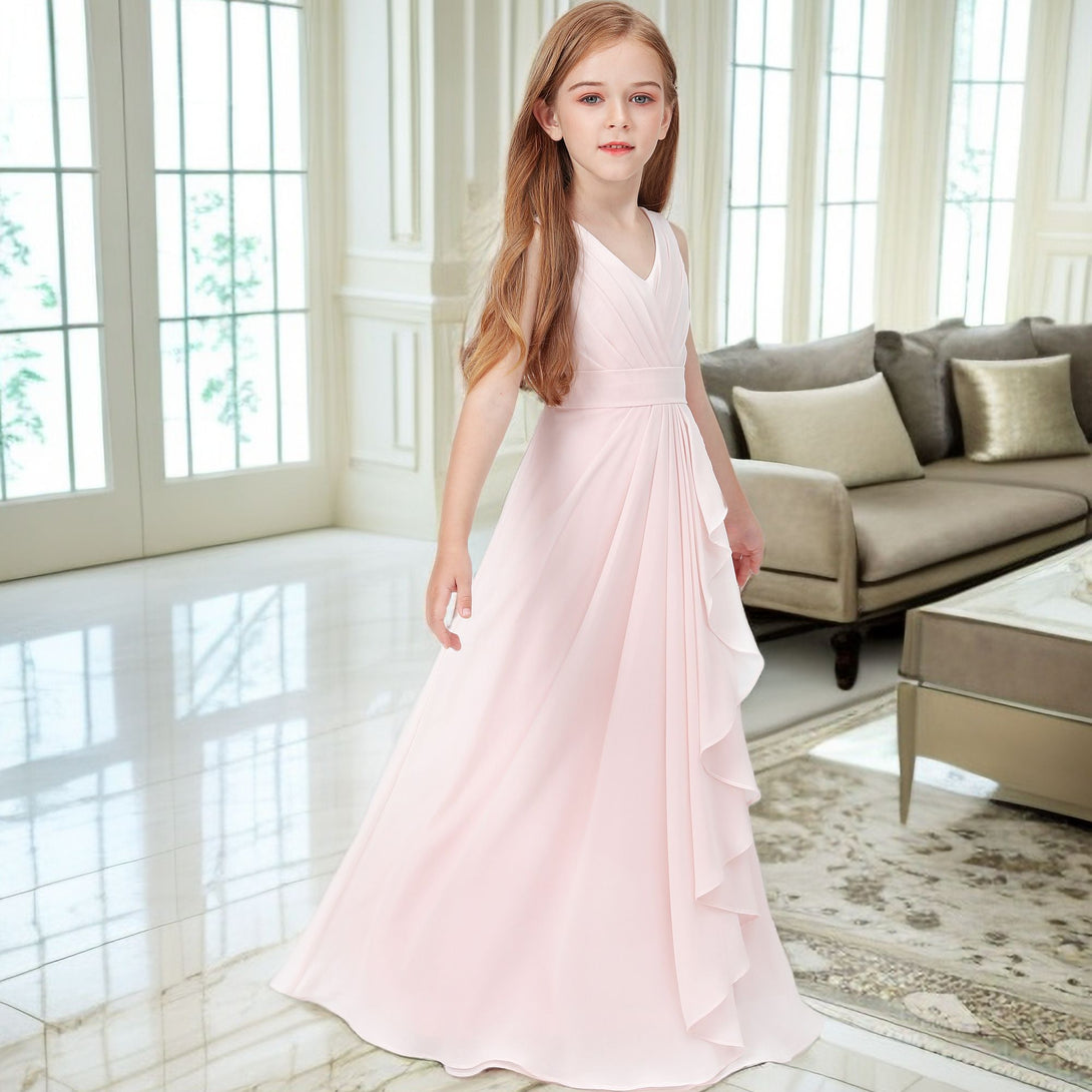 Chiffon Junior Bridesmaid Dress For Children Pageant Wedding Festivity Celebration Pageant Birthday Evening Party Ball Girls Gidiondress