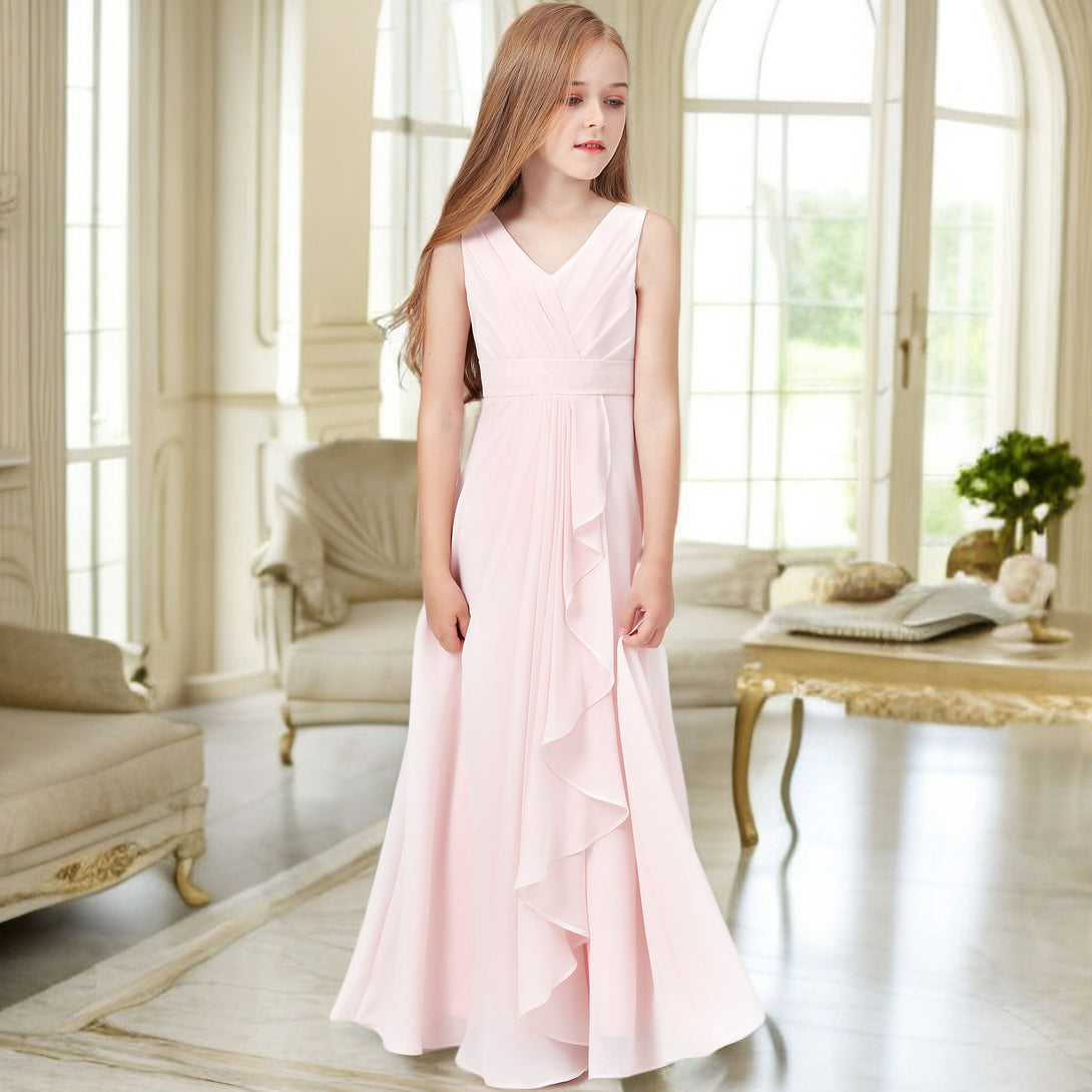 Chiffon Junior Bridesmaid Dress For Children Pageant Wedding Festivity Celebration Pageant Birthday Evening Party Ball Girls Gidiondress