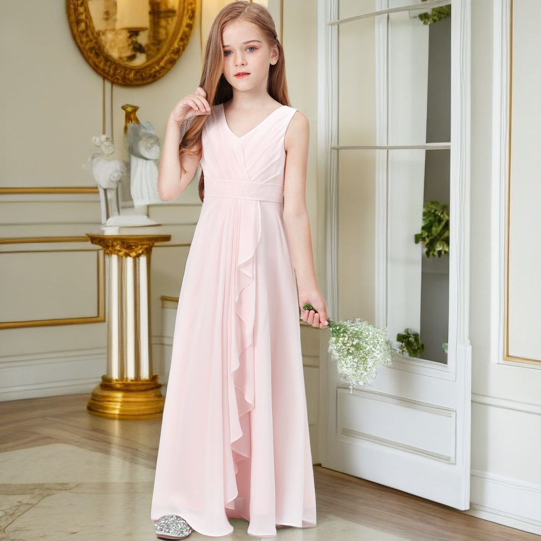 Chiffon Junior Bridesmaid Dress For Children Pageant Wedding Festivity Celebration Pageant Birthday Evening Party Ball Girls Gidiondress