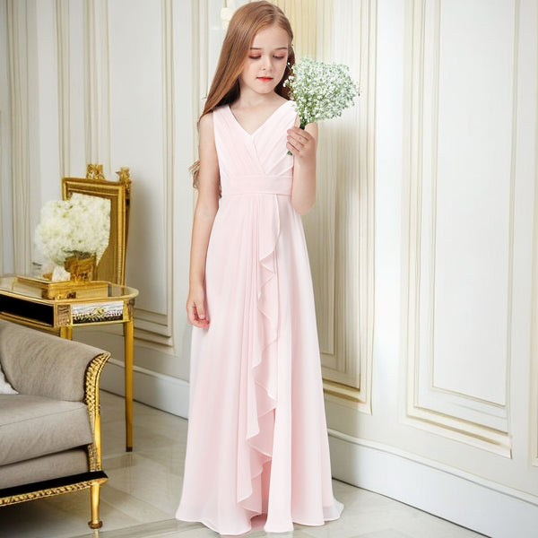Chiffon Junior Bridesmaid Dress For Children Pageant Wedding Festivity Celebration Pageant Birthday Evening Party Ball Girls Gidiondress