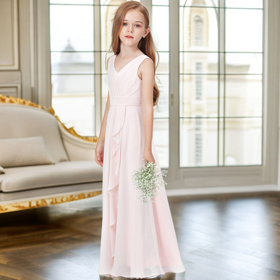 Chiffon Junior Bridesmaid Dress For Children Pageant Wedding Festivity Celebration Pageant Birthday Evening Party Ball Girls Gidiondress