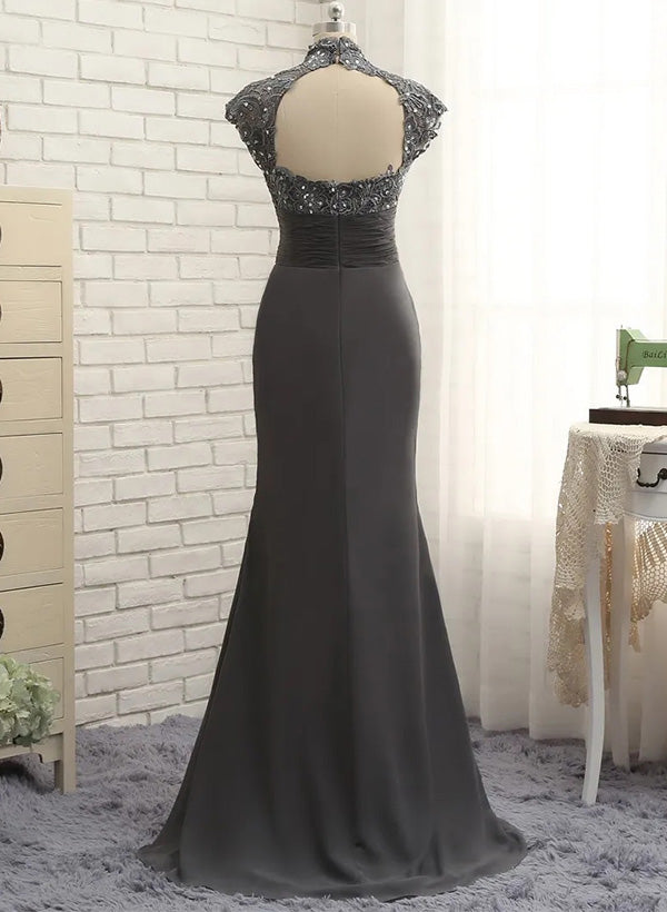 Sheath/Column High Neck Floor-Length Mother Of The Bride Dresses BabaMila