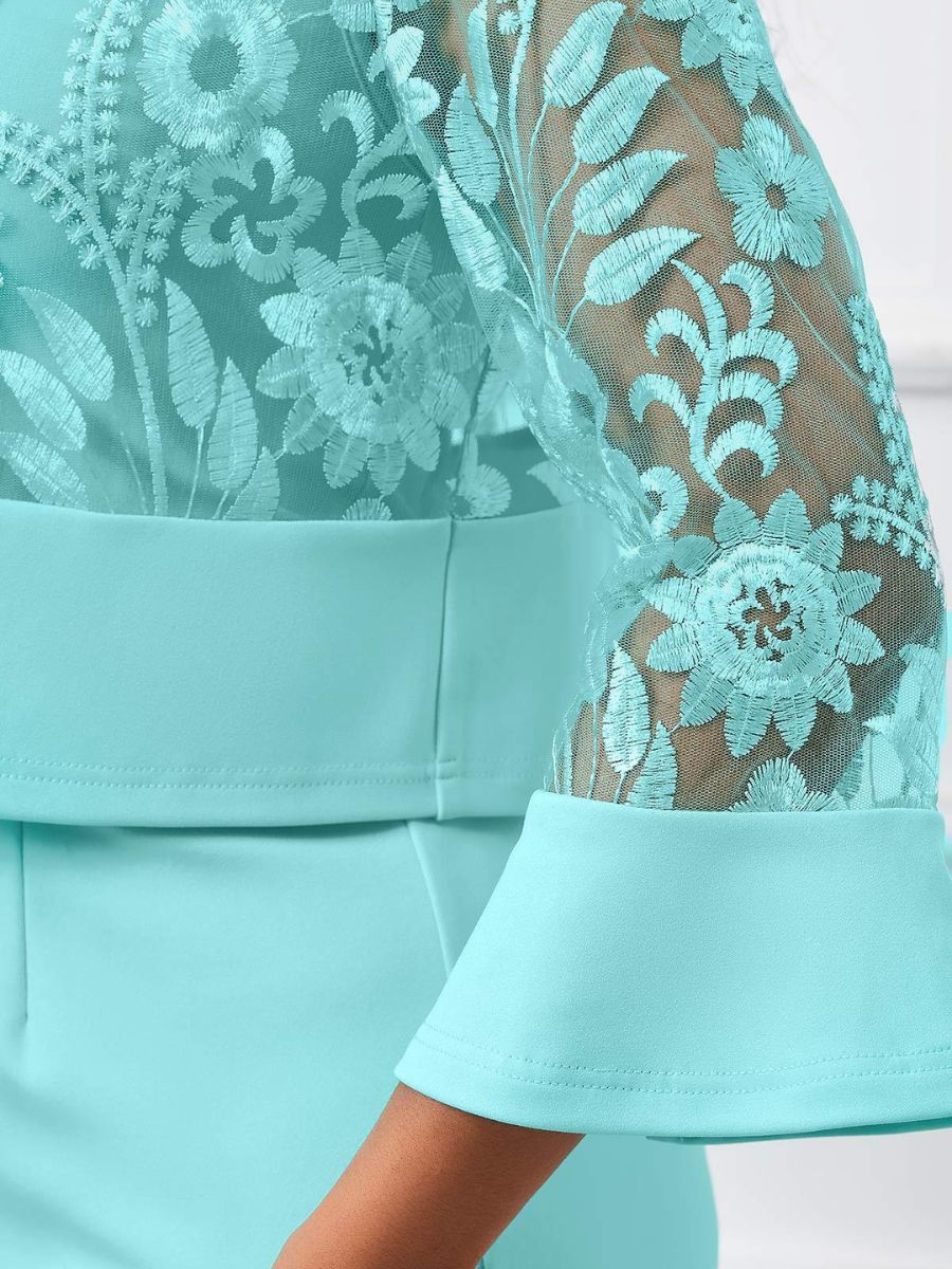 Sheath/Column V-Neck Tea-Length Mother Of The Bride Dresses With Appliques & Jacket BabaMila