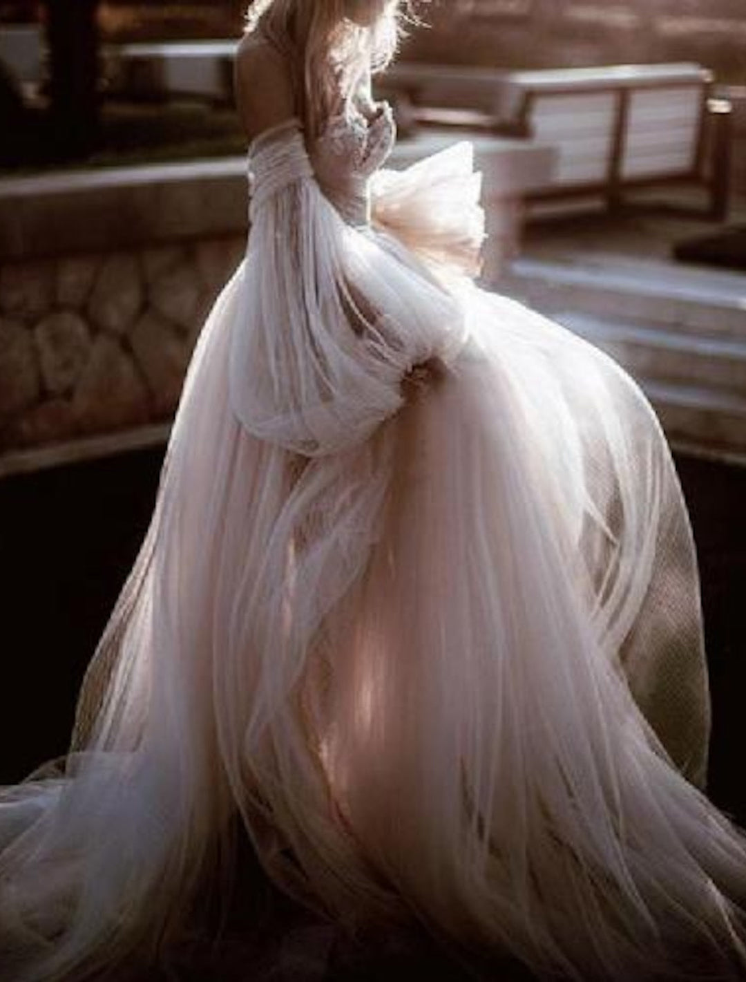 A-Line/Princess Off-the-Shoulder Floor-length Lace Cascading Ruffles Wedding Dress BabaMila