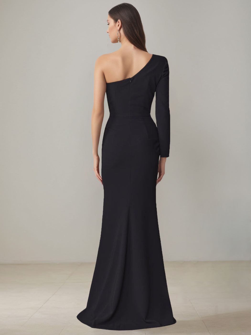 Sheath/Column One-Shoulder Floor-Length Mother Of The Bride Dresses With Split Side & Bowknot BabaMila