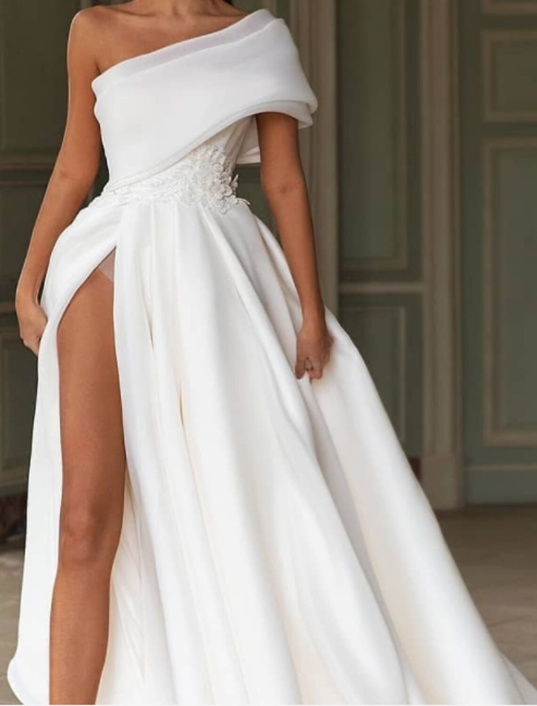 A-Line/Princess One-Shoulder Floor-length Wedding Dress BabaMila