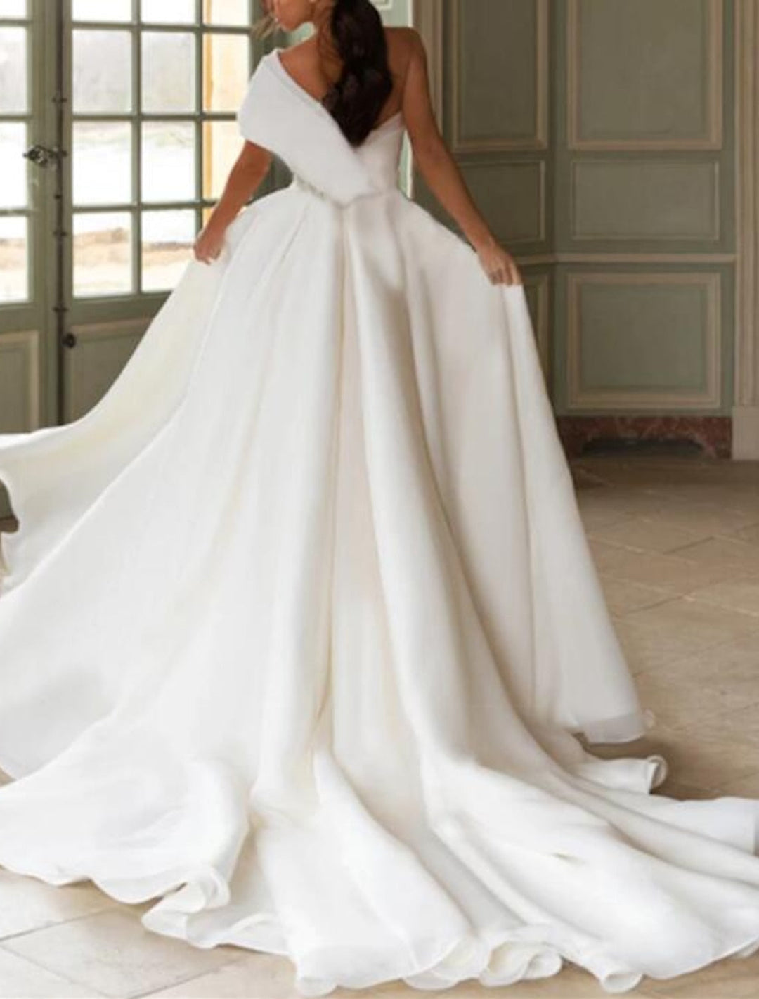 A-Line/Princess One-Shoulder Floor-length Wedding Dress BabaMila