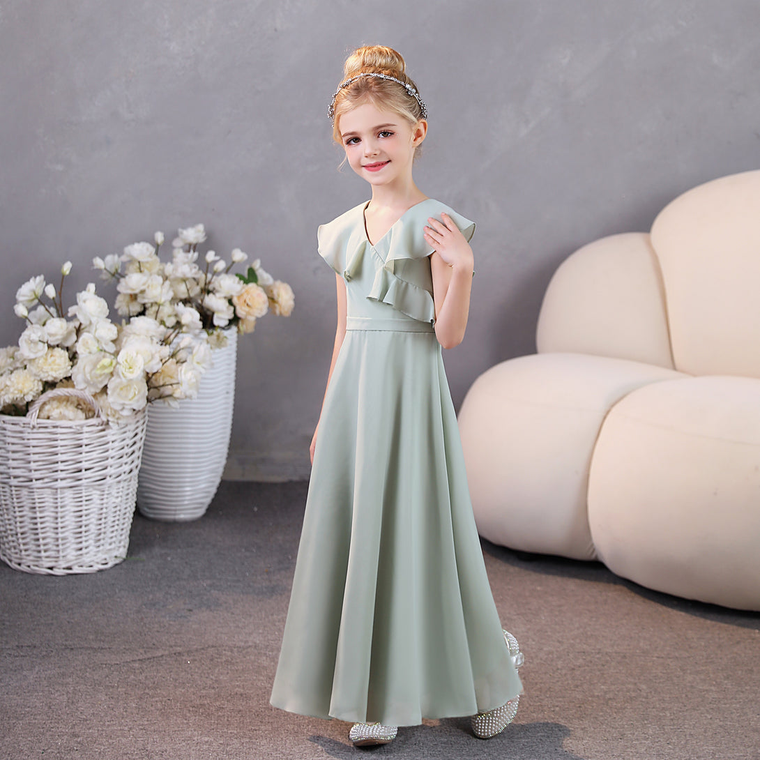 Girls Dresses Chiffon Floor-Length Junior Bridesmaid Dress Jr Dresses Girls Gidiondress