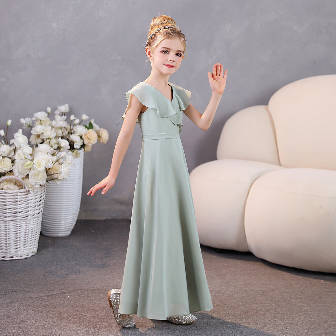 Girls Dresses Chiffon Floor-Length Junior Bridesmaid Dress Jr Dresses Girls Gidiondress