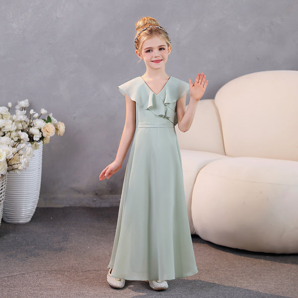 Girls Dresses Chiffon Floor-Length Junior Bridesmaid Dress Jr Dresses Girls Gidiondress