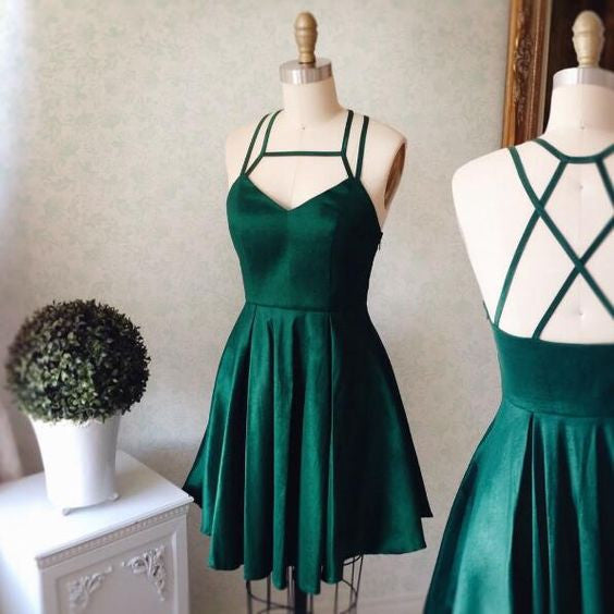 Homecoming Dress Sexy Halter Dark Green Short Prom Dress Party Dress Homecoming Dress BabaMila