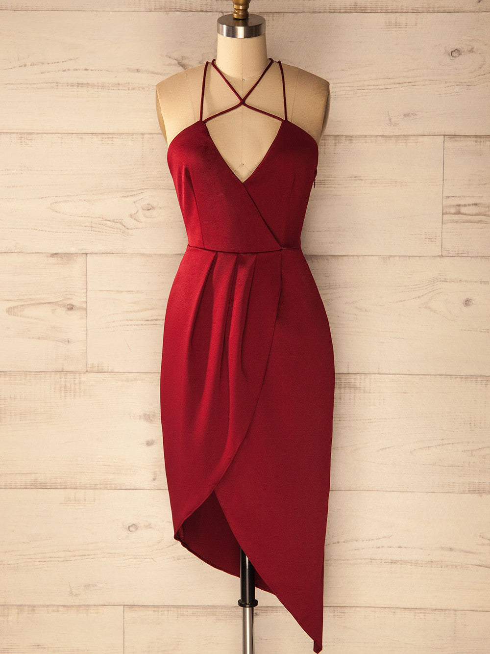 Homecoming Dress Sexy Burgundy Halter Slit Short Prom Dress Party Dress Homecoming Dress BabaMila