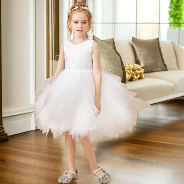 Ball-Gown/Princess Scoop Knee-Length Lace/Tulle Flower Girl Dress Girls Gidiondress